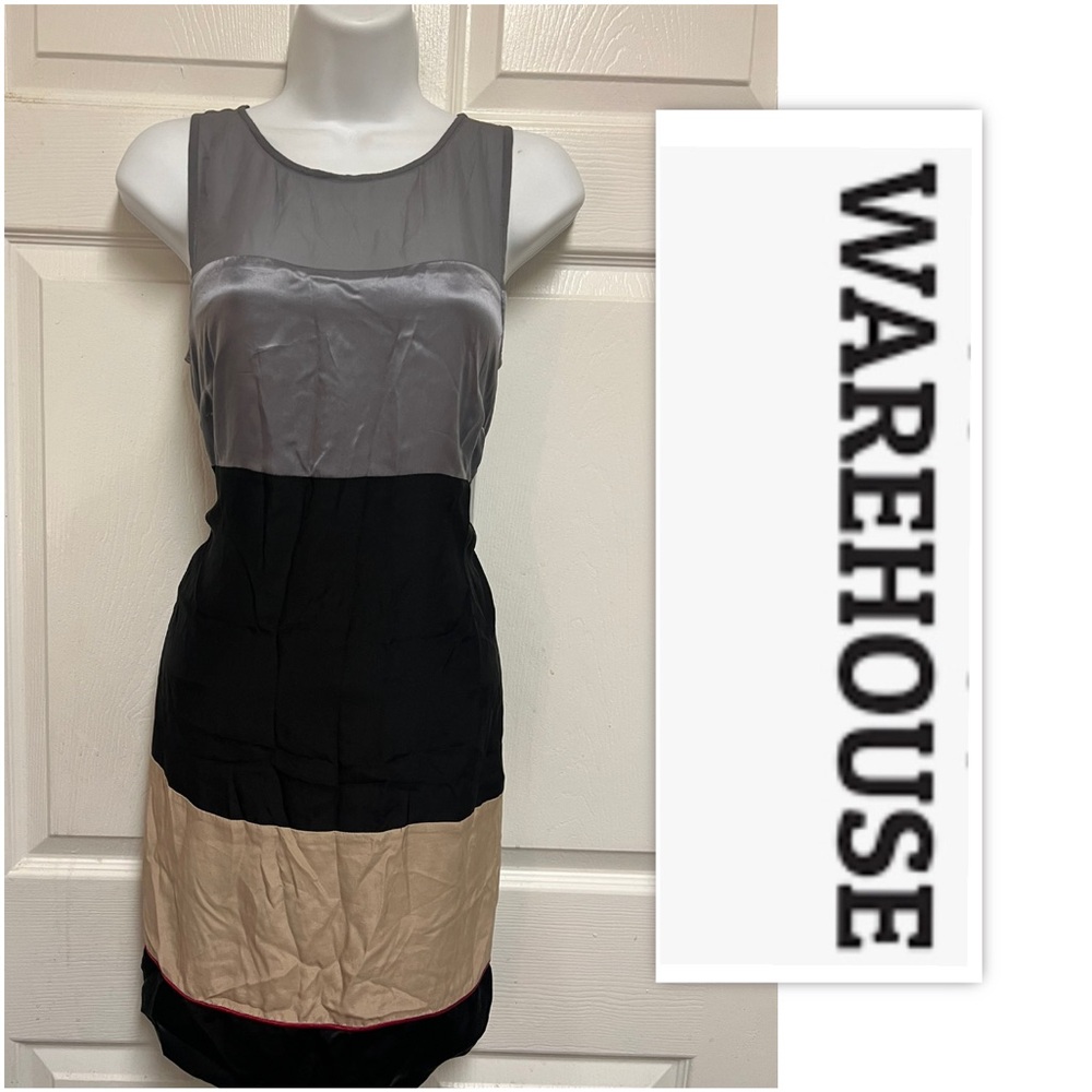 WAREHOUSE Silk Panel Sheath MIDI Dress